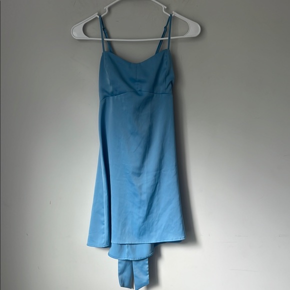 Urban Outfitters Dresses & Skirts - UO Bella Bow-Back Satin Mini Dress Baby Light Blue Size Small ♠️